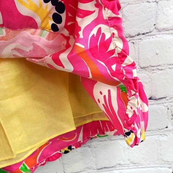 Lilly Pulitzer 100% Silk Pink Floral Mini Skirt Pleated A-line Fayette Oxford - Picture 4 of 11